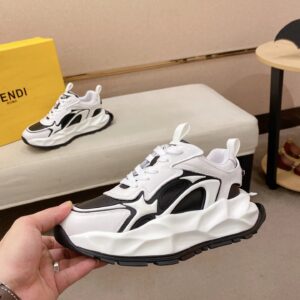 fendi flow cowhide sneakers white black