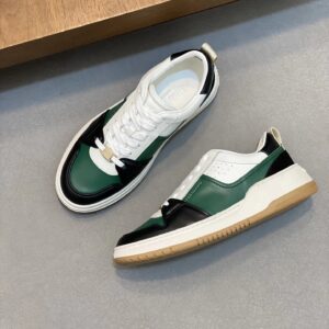 ferragamo napa leather sneakers black green white