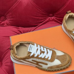 hermes jet suede mesh sneakers brown