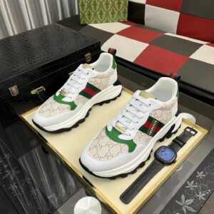 gucci signature sneakers white green