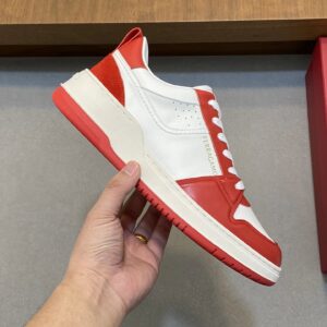 ferragamo napa leather sneakers red white