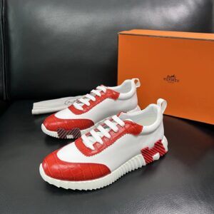 hermes bouncing luxury sneakers red white