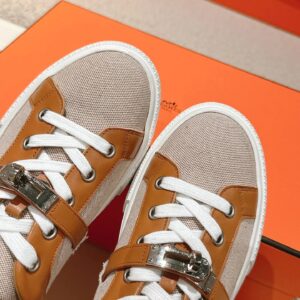 hermes day leather sneakers brown