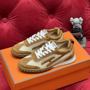 hermes jet suede mesh sneakers brown