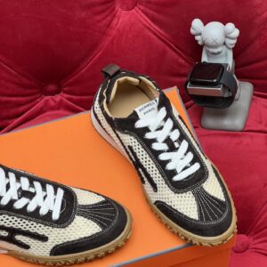 hermes jet suede mesh sneakers black white