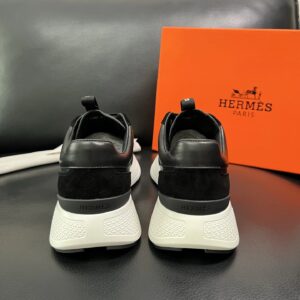 hermes jet leather sneakers black