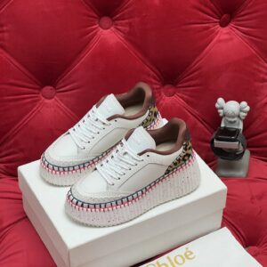 chloé high platform sneakers white