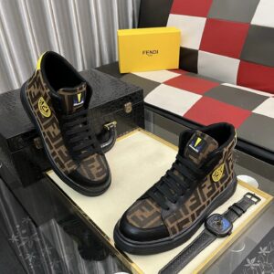 fendi luxury high top sneakers brown