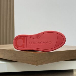 ferragamo napa leather sneakers red white