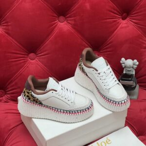 chloé high platform sneakers white