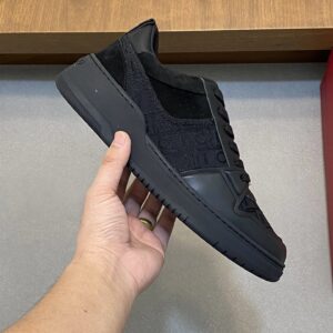 ferragamo napa leather sneakers black
