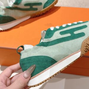 hermes jet suede sneakers green