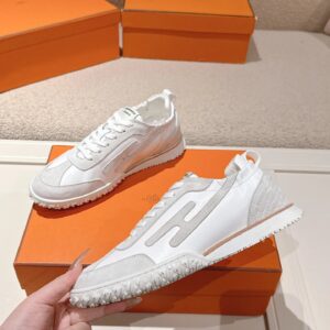 hermes jet suede sneakers white
