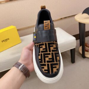 fendi new sneakers leather black orange