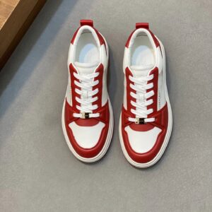 ferragamo napa leather sneakers red white