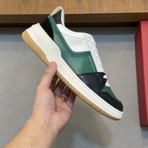 ferragamo napa leather sneakers black green white