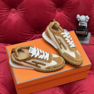 hermes jet suede mesh sneakers brown