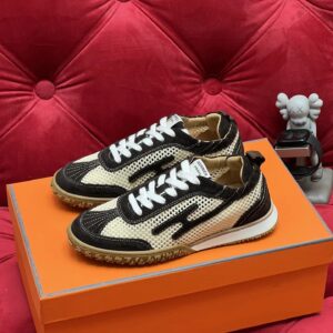 hermes jet suede mesh sneakers black white