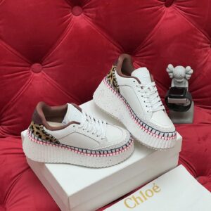 chloé high platform sneakers white