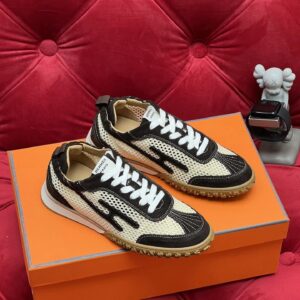 hermes jet suede mesh sneakers black white