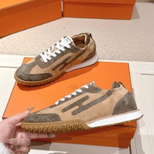 hermes jet suede sneakers dark brown