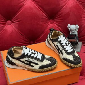 hermes jet suede mesh sneakers black white