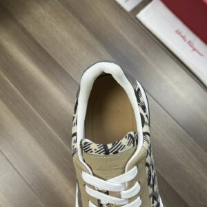 ferragamo trendy napa leather canvas sneakers beige