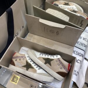 golden goose sky star high tops sneakers red brown