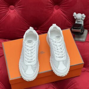 hermes jet suede mesh sneakers white