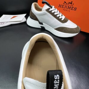 hermes jet leather sneakers brown