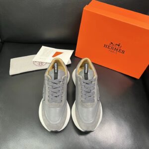 hermes jet leather sneakers grey