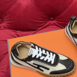 hermes jet suede mesh sneakers black white