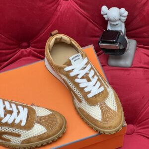 hermes jet suede mesh sneakers brown