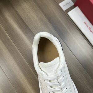ferragamo casual napa leather mesh sneakers white