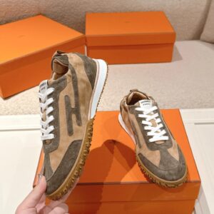 hermes jet suede sneakers dark brown