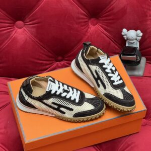 hermes jet suede mesh sneakers black white