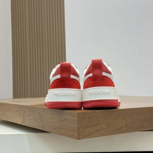 ferragamo napa leather sneakers red white
