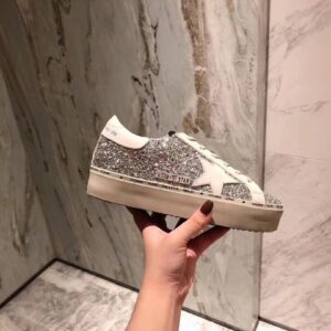 golden goose hi star sneakers glitter silver