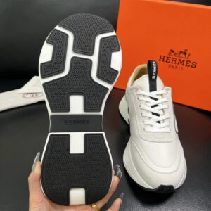 hermes jet leather sneakers white