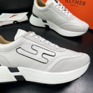 hermes jet leather sneakers white
