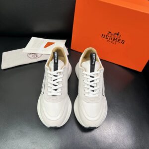 hermes jet leather sneakers white