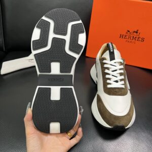 hermes jet leather sneakers brown