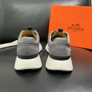 hermes jet leather sneakers grey