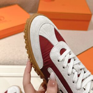 hermes jet suede sneakers white red