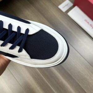 ferragamo casual napa leather mesh sneakers navy white