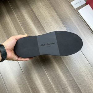 ferragamo casual napa leather mesh sneakers black