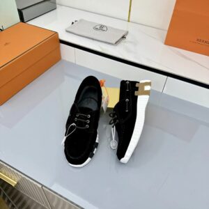 hermes loop leather sneakers black