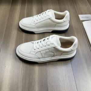 ferragamo casual napa leather mesh sneakers white