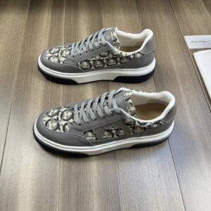 ferragamo trendy napa leather canvas sneakers gray