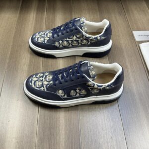 ferragamo trendy napa leather canvas sneakers blue